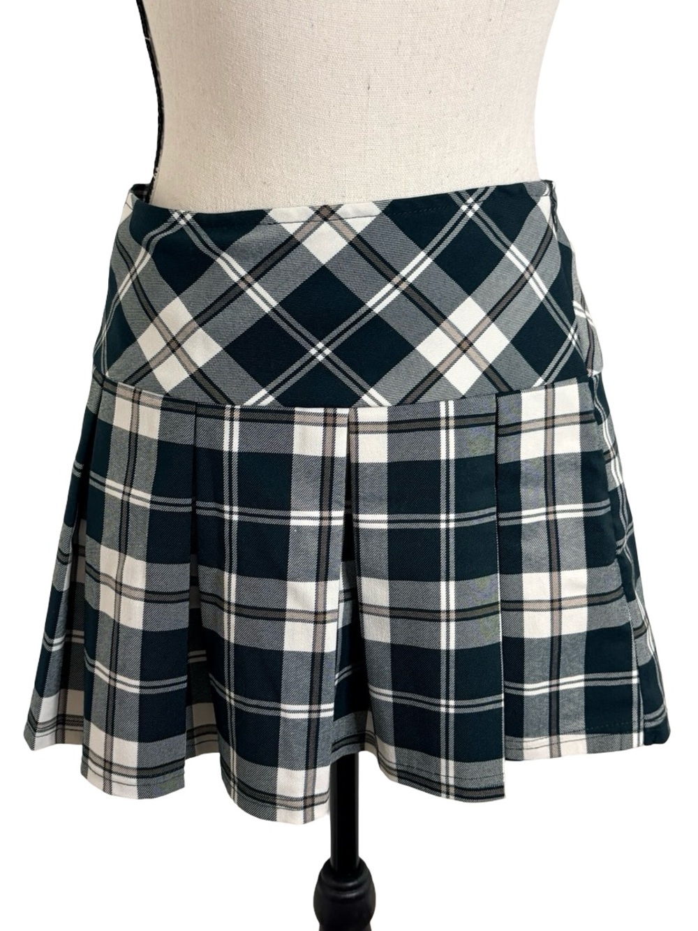 Urban Heritage Green Plaid Pleated Mini Skort Preppy Y2K Tennis Skirt Medium